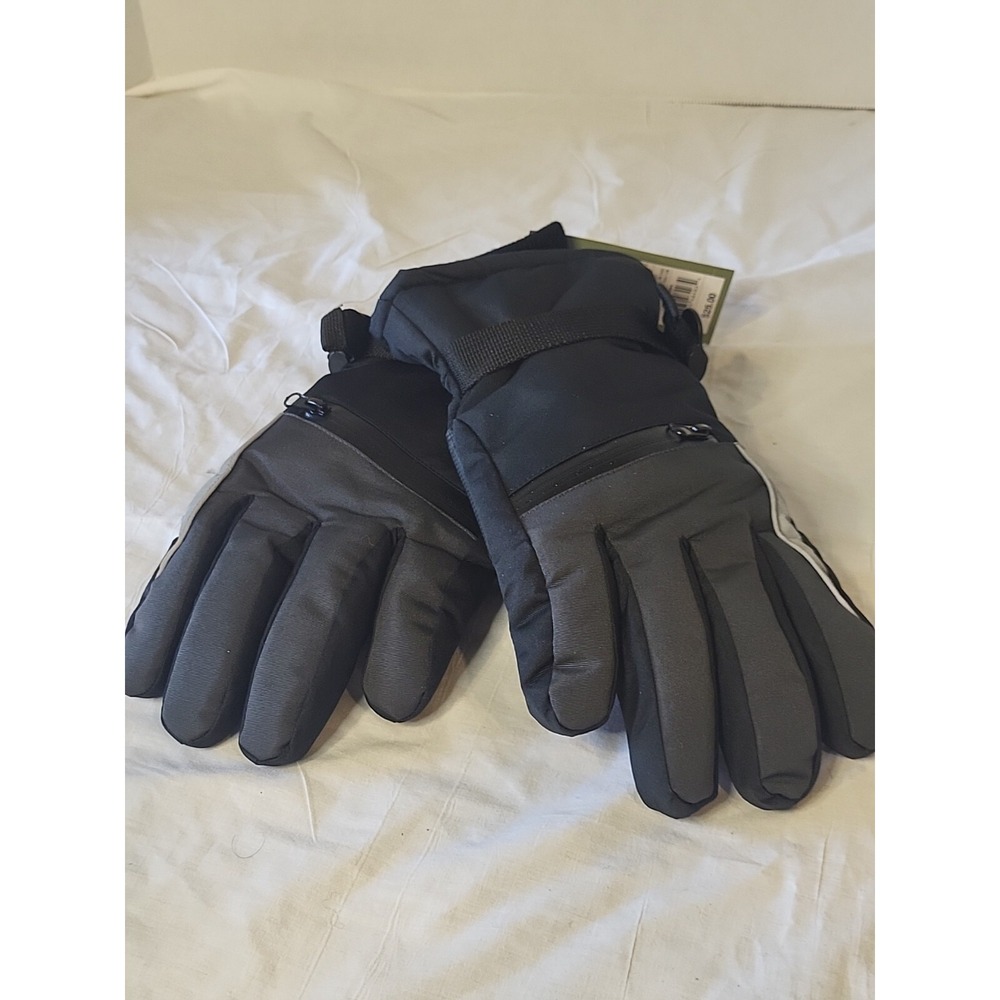 Winter Snow Gloves Mens Size L/XL Black, Reflective Strip,warmer Pocket